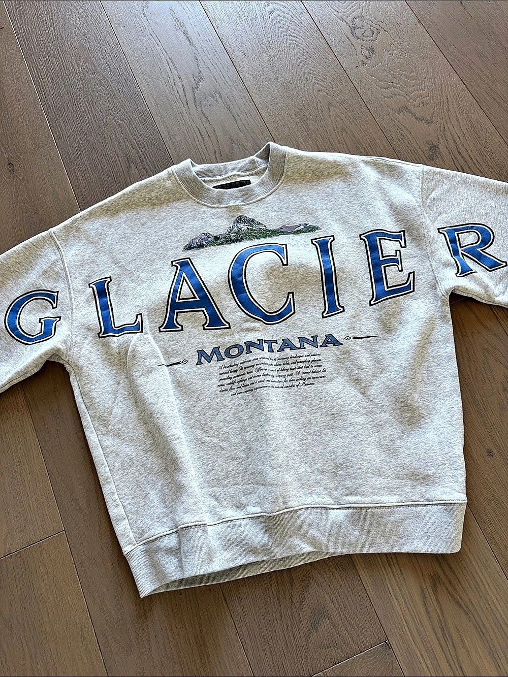 Abercrombie & Fitch Glacier Montana Graphic oversized Crewneck Sweatshirt Gray &